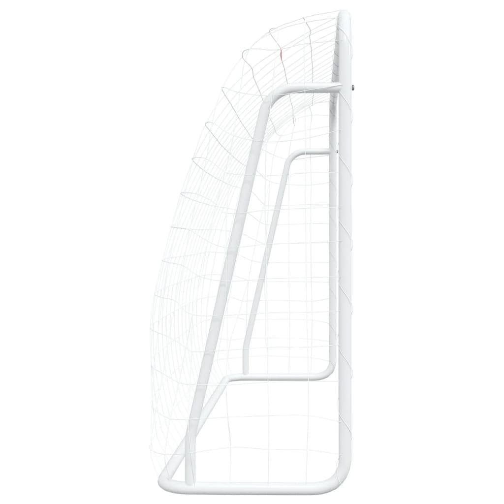 vidaXL Fußballtor mit Netz Weiß 214x75x152 cm Stahl &amp; Polyester