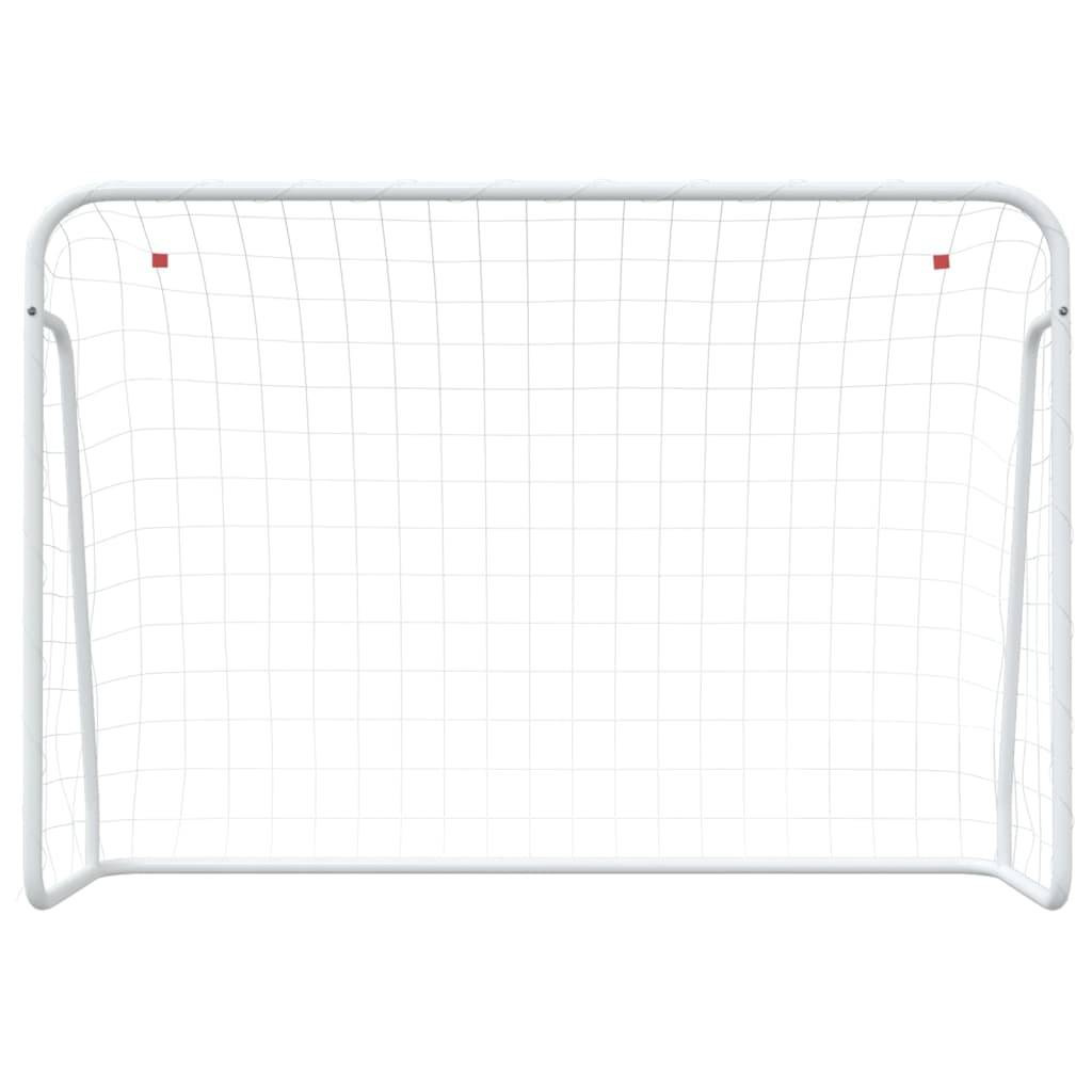 vidaXL Fußballtor mit Netz Weiß 214x75x152 cm Stahl &amp; Polyester