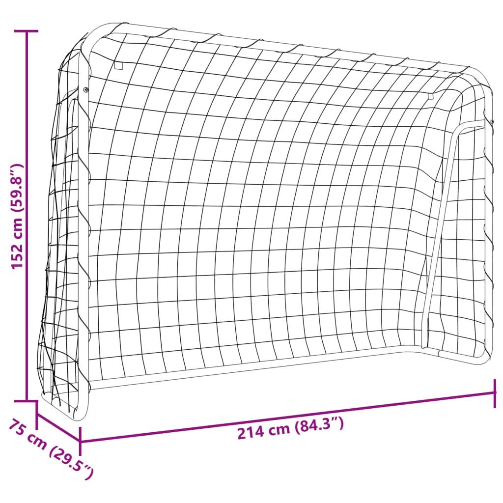vidaXL Fußballtor mit Netz Weiß 214x75x152 cm Stahl &amp; Polyester