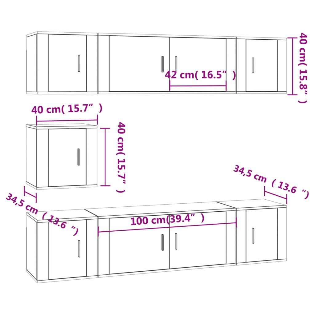 vidaXL 7-tlg. TV-Schrank-Set Räuchereiche Holzwerkstoff