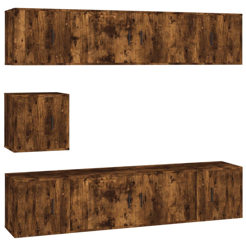 vidaXL 7-tlg. TV-Schrank-Set Räuchereiche Holzwerkstoff