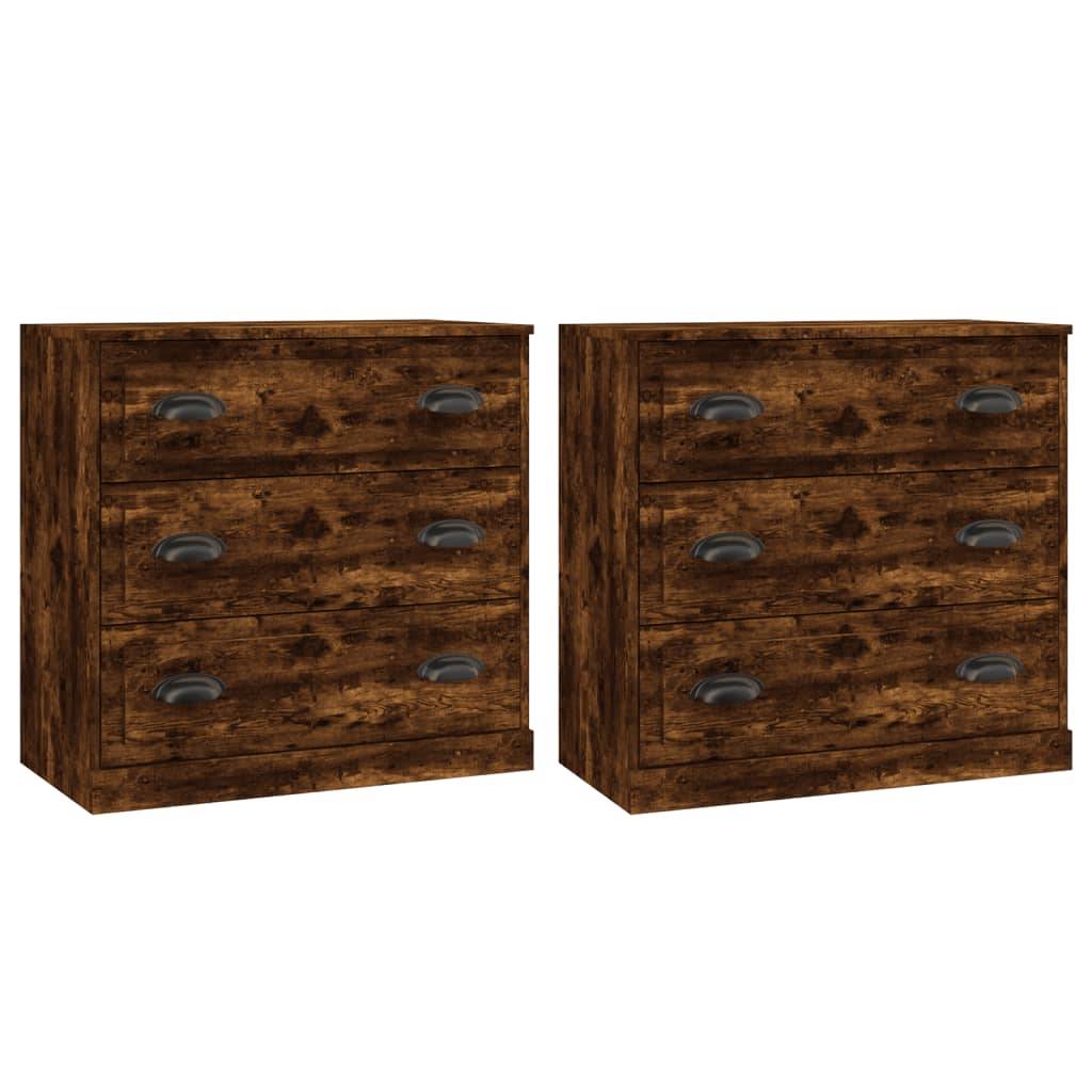 vidaXL Sideboards 2 Stk. Räuchereiche Holzwerkstoff