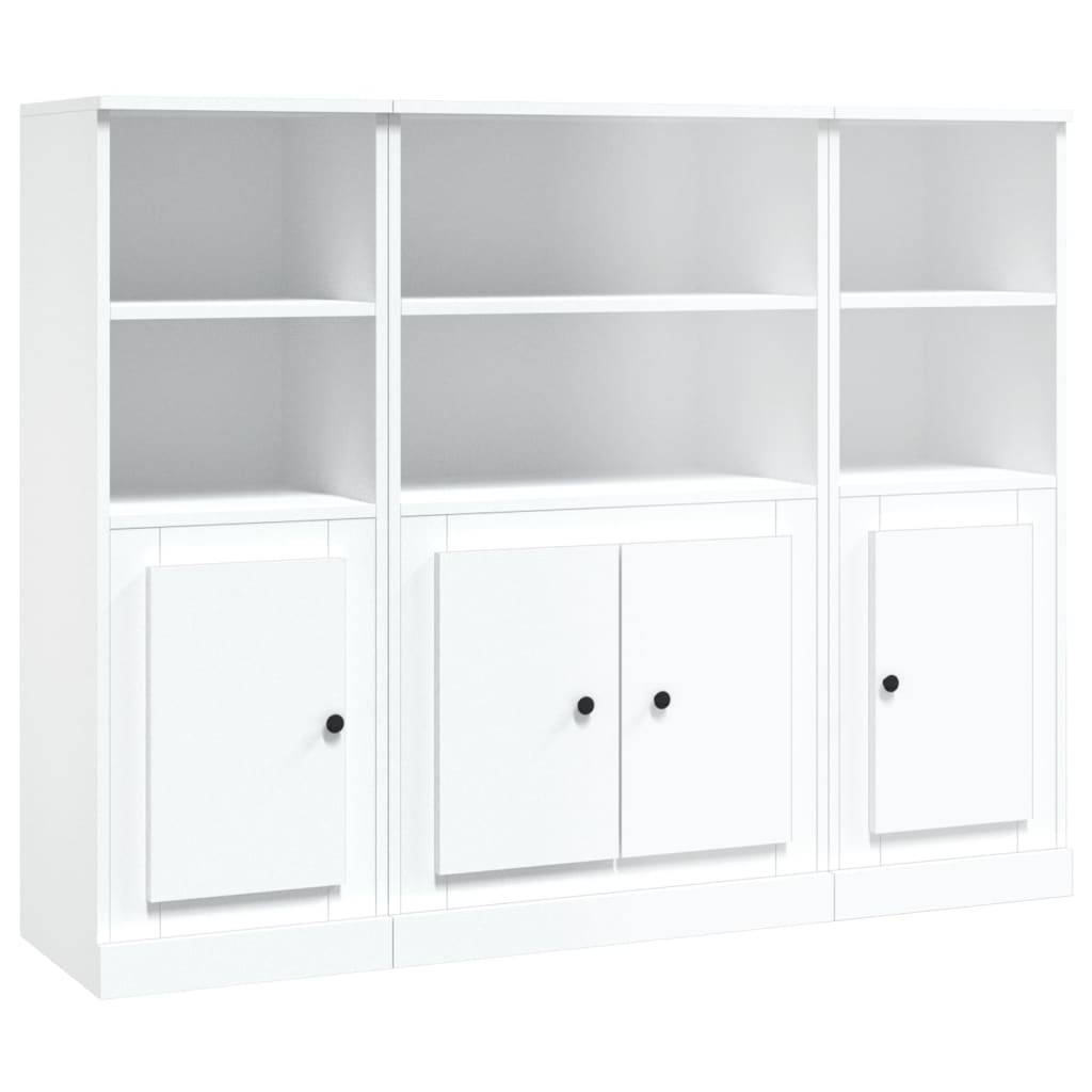 vidaXL Highboards 3 Stk. Weiß Holzwerkstoff