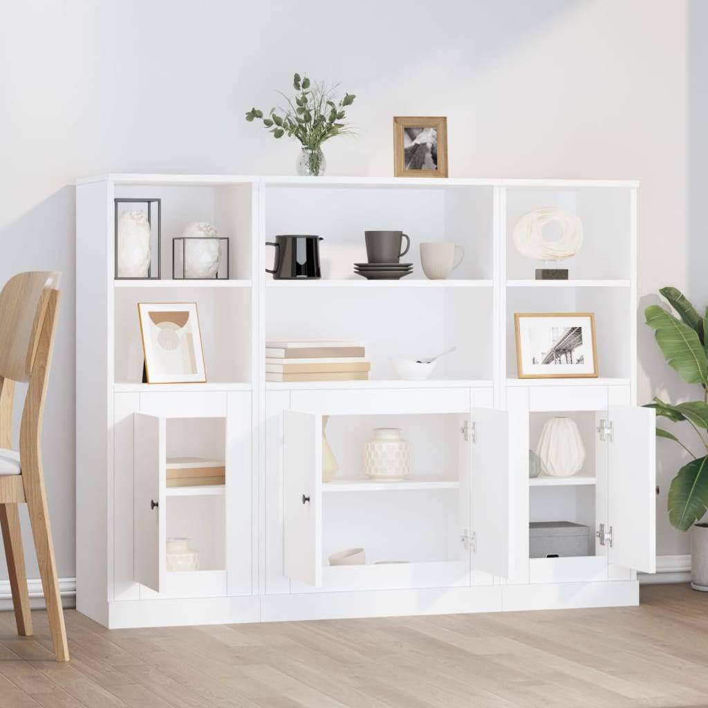 vidaXL Highboards 3 Stk. Weiß Holzwerkstoff