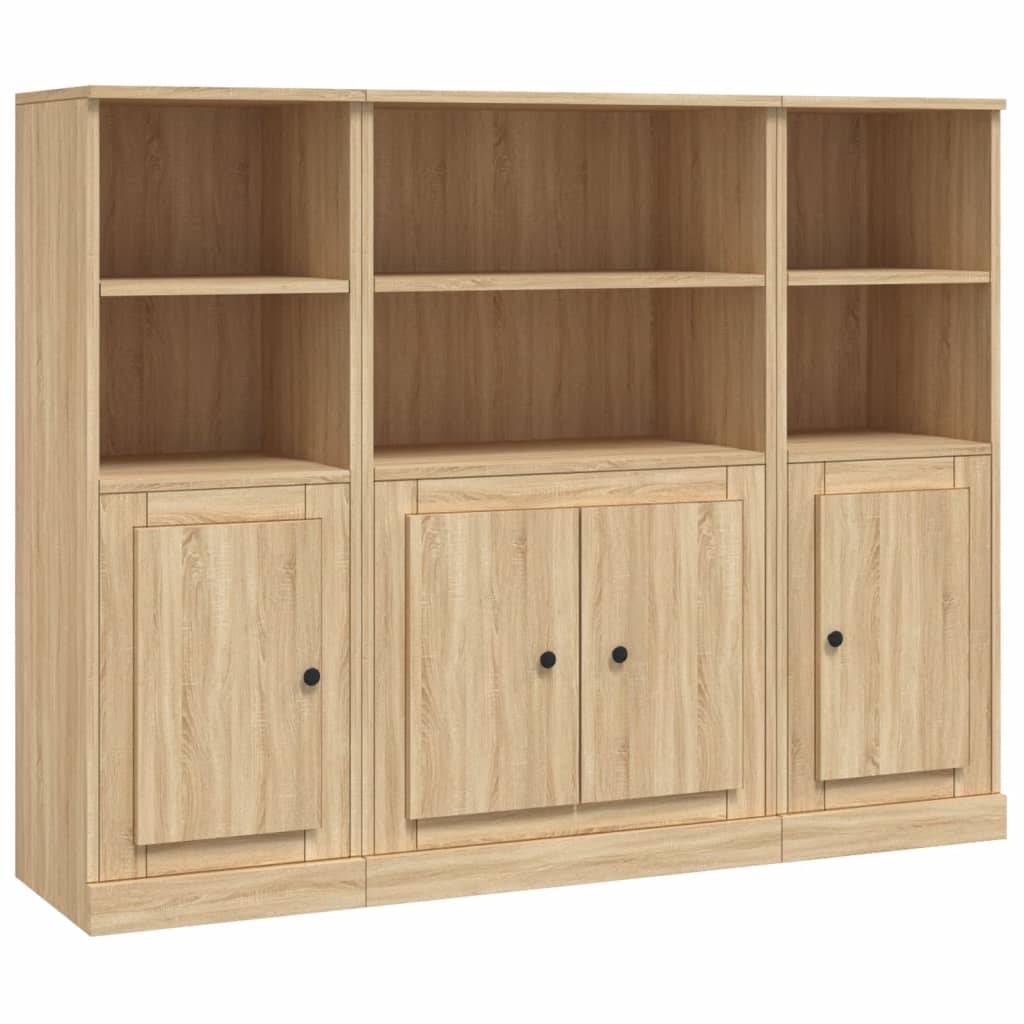 vidaXL Highboards 3 Stk. Sonoma-Eiche Holzwerkstoff