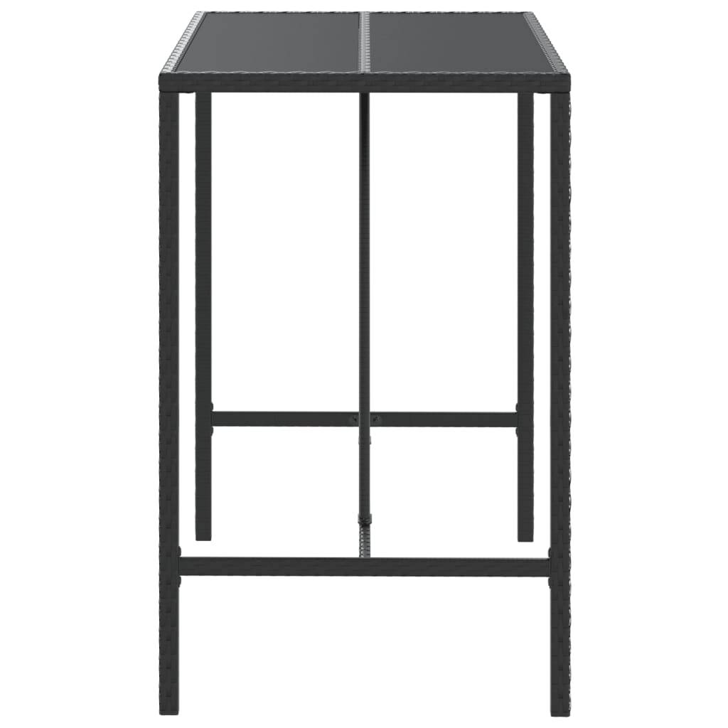 vidaXL Bartisch mit Glasplatte Schwarz 110x70x110 cm Poly Rattan