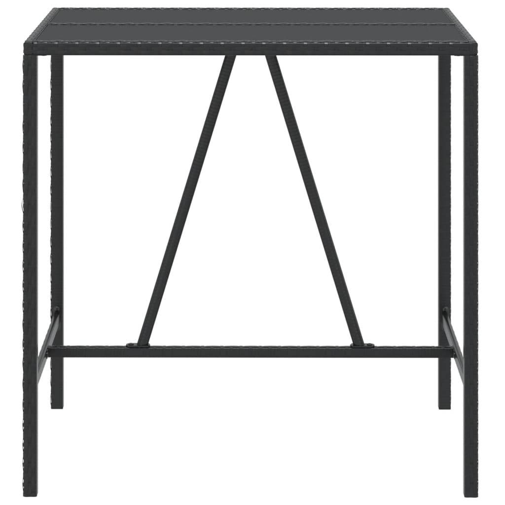 vidaXL Bartisch mit Glasplatte Schwarz 110x70x110 cm Poly Rattan