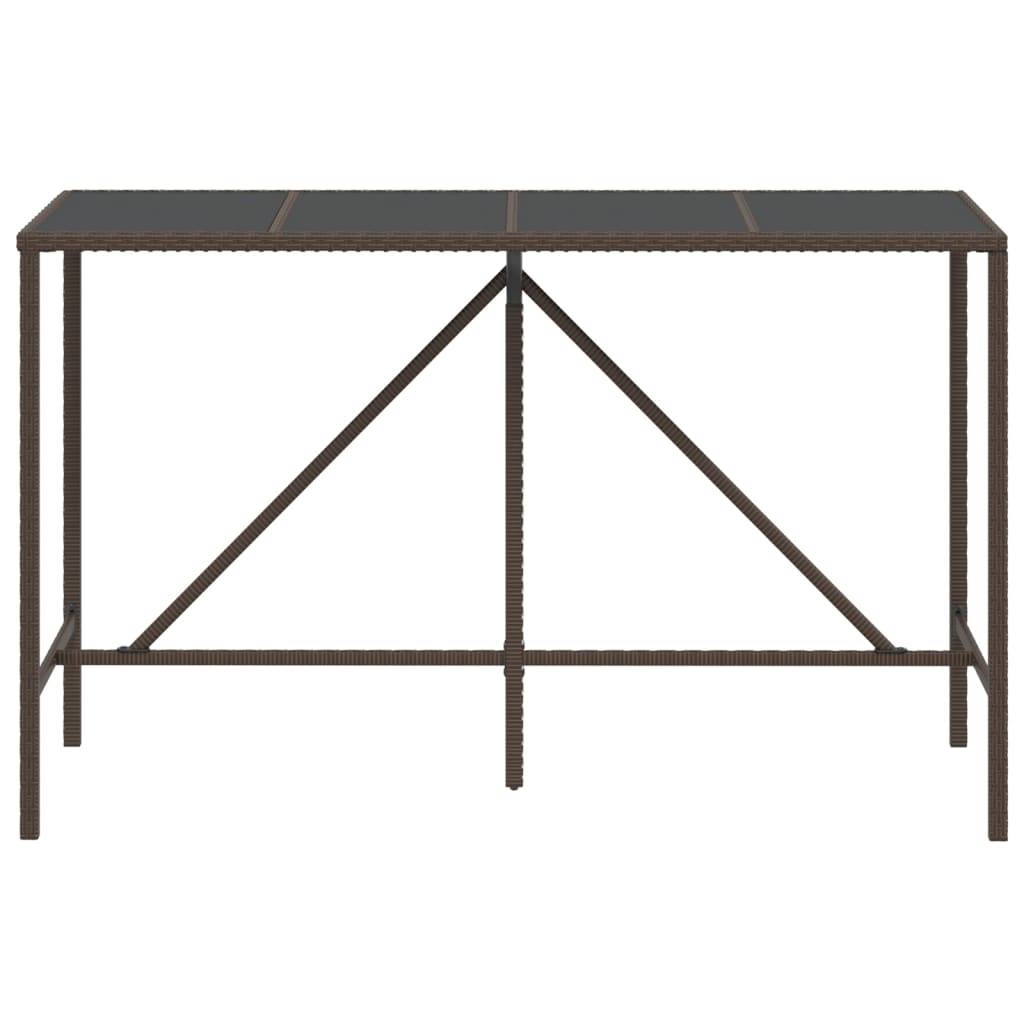 vidaXL Bartisch mit Glasplatte Braun 180x70x110 cm Poly Rattan