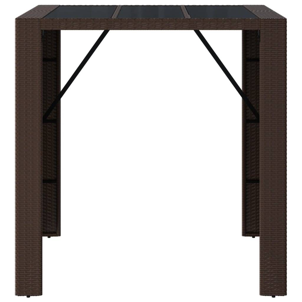 vidaXL Bartisch mit Glasplatte Braun 105x80x110 cm Poly Rattan