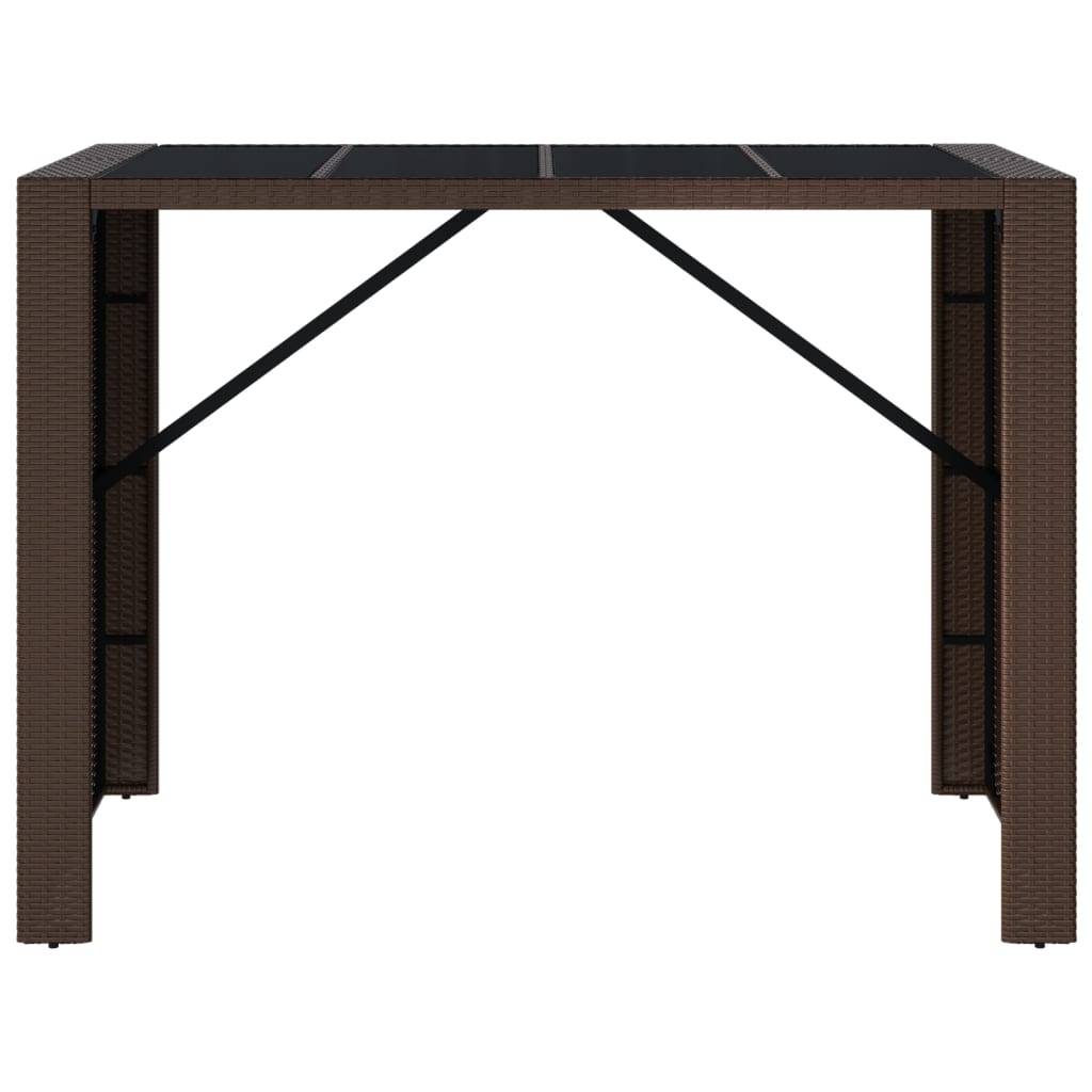 vidaXL Bartisch mit Glasplatte Braun 145x80x110 cm Poly Rattan