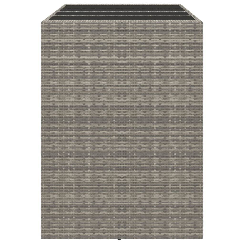 vidaXL Bartisch mit Glasplatte Grau 145x80x110 cm Poly Rattan