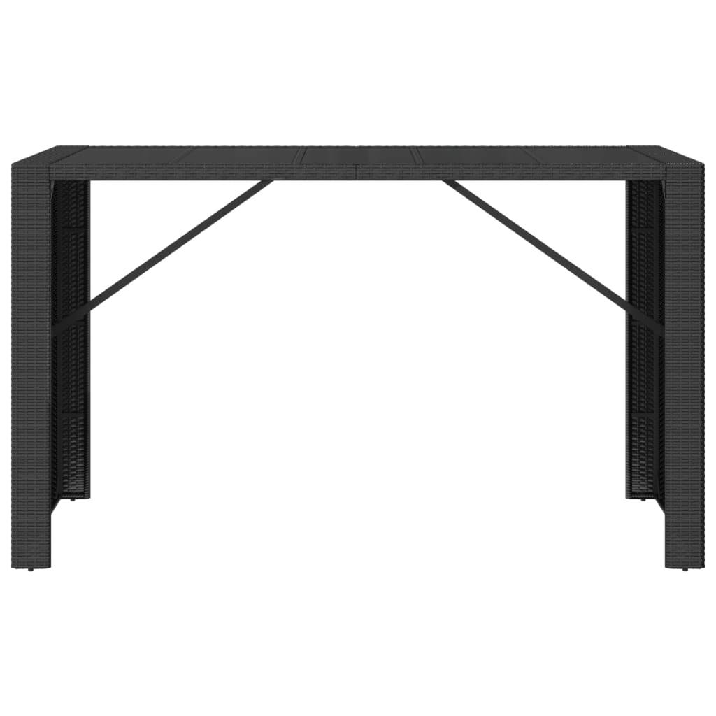vidaXL Bartisch mit Glasplatte Schwarz 185x80x110 cm Poly Rattan