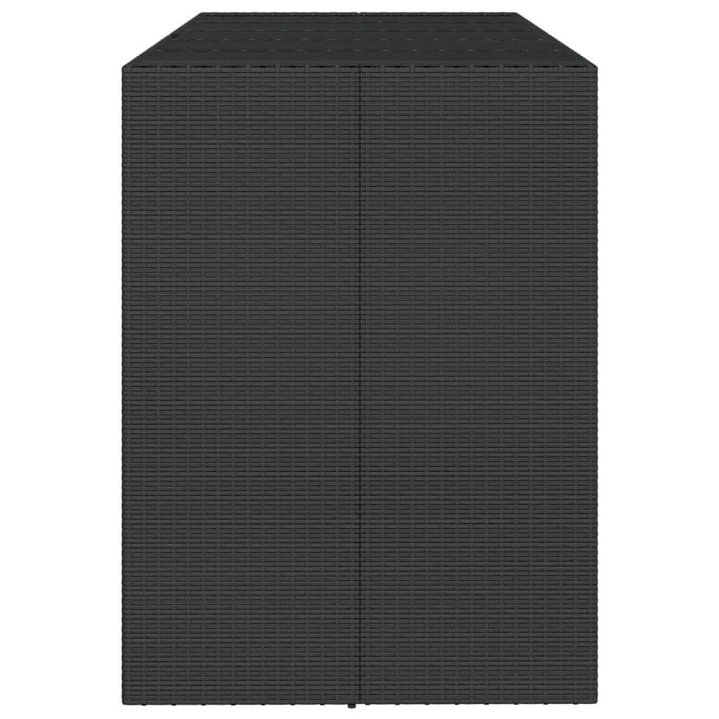 vidaXL Bartisch mit Glasplatte Schwarz 185x80x110 cm Poly Rattan