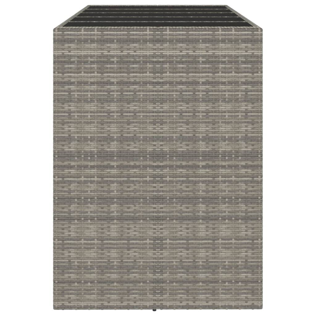 vidaXL Bartisch mit Glasplatte Grau 185x80x110 cm Poly Rattan