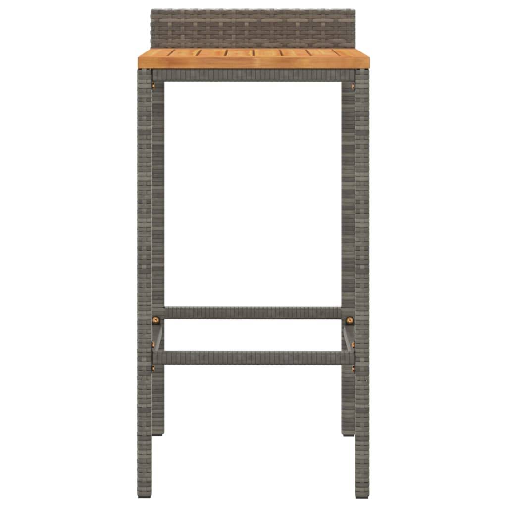 vidaXL Barhocker 2 Stk. Grau Poly Rattan und Massivholz Akazie