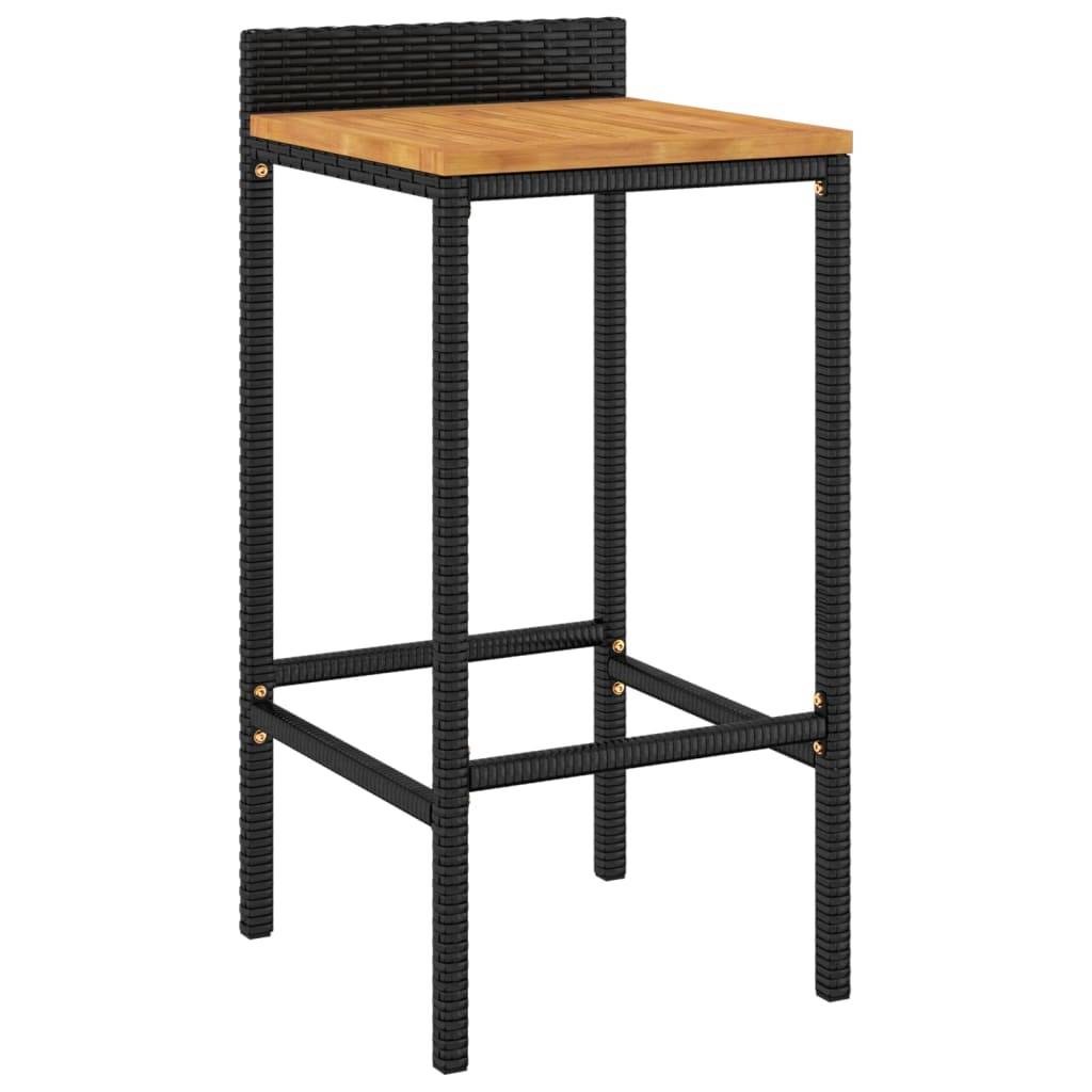 vidaXL 5-tlg. Gartenbar-Set Schwarz Poly Rattan & Massivholz Akazie