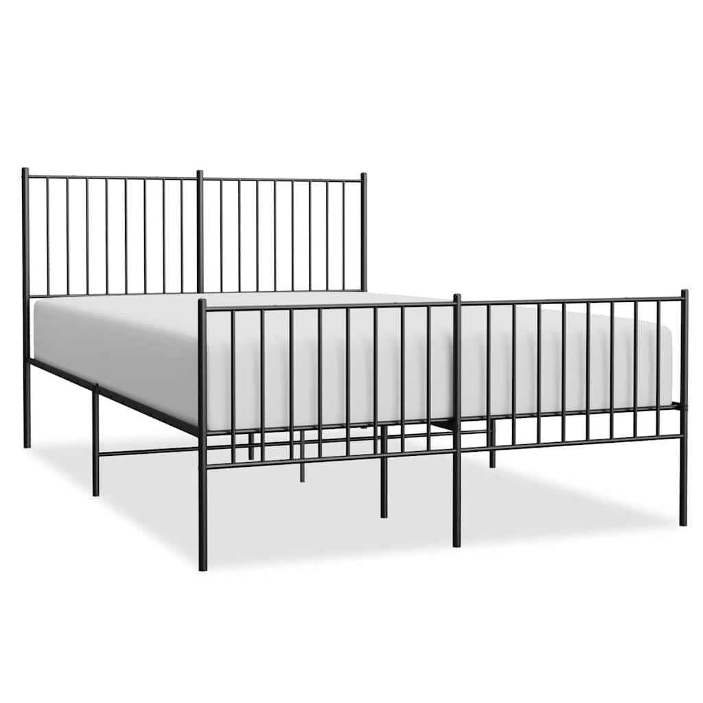 vidaXL Bettgestell mit Kopf- und Fußteil Metall Schwarz 135x190 cm