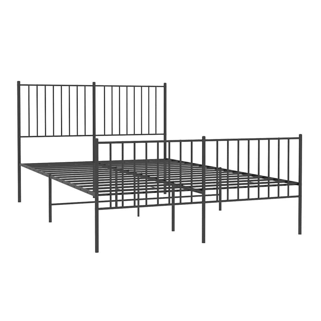 vidaXL Bettgestell mit Kopf- und Fußteil Metall Schwarz 135x190 cm