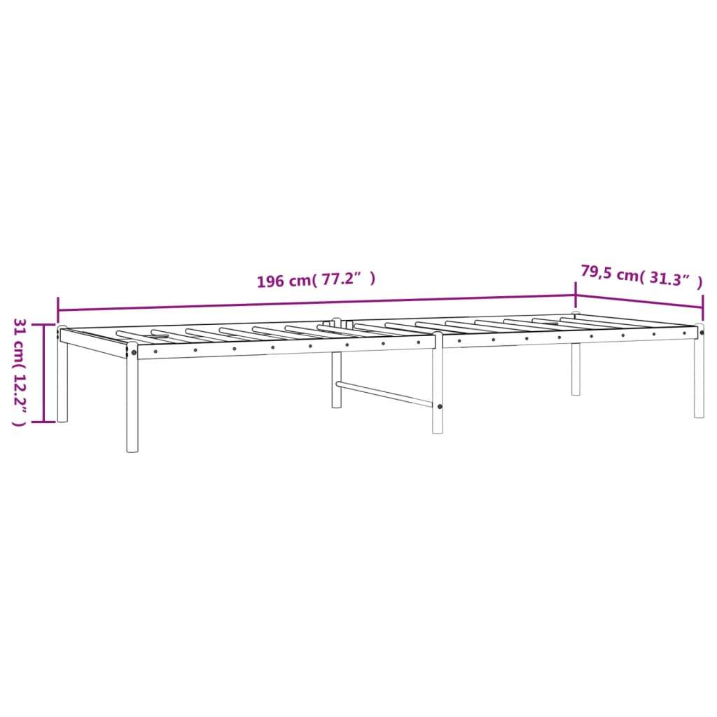 vidaXL Bettgestell Metall Schwarz 75x190 cm