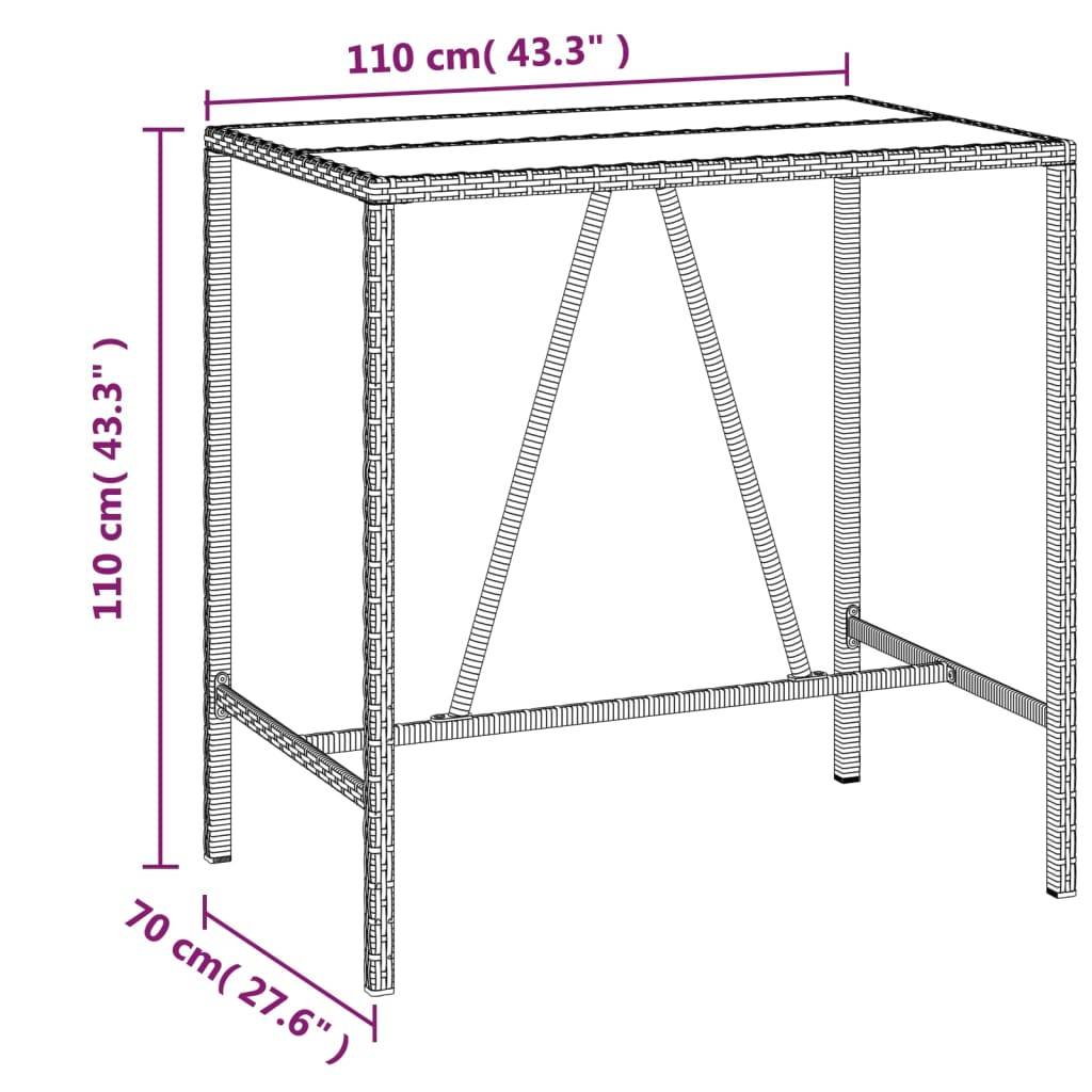 vidaXL 7-tlg. Gartenbar-Set mit Kissen Schwarz Poly Rattan