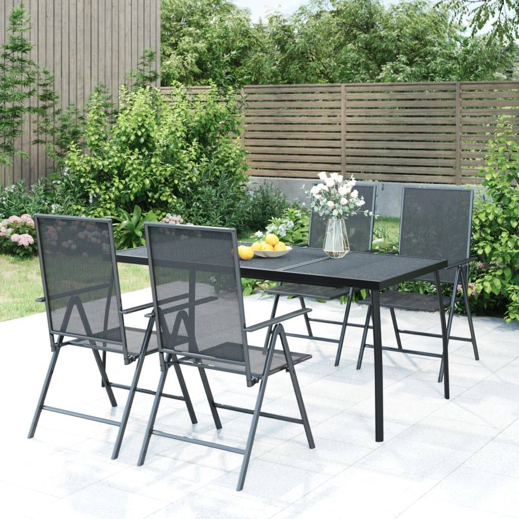 vidaXL 5-tlg. Garten-Essgruppe Anthrazit Stahl
