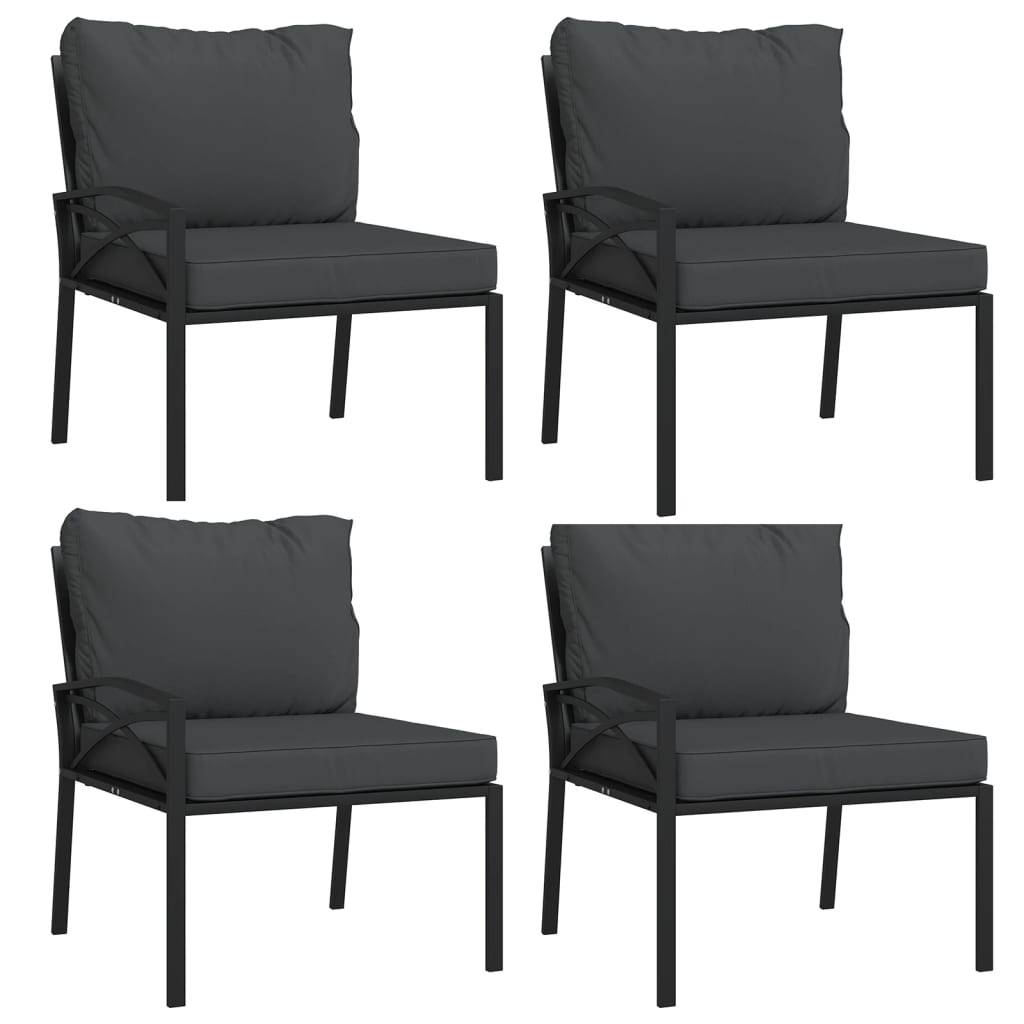 vidaXL 11-tlg. Garten-Lounge-Set mit Grauen Kissen Stahl