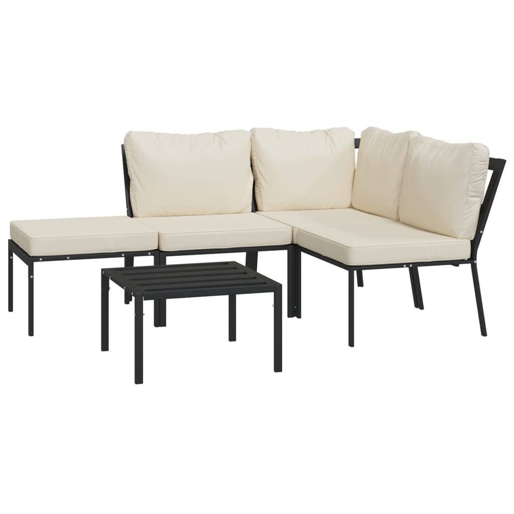 vidaXL 5-tlg. Garten-Lounge-Set mit Sandfarbigen Kissen Stahl
