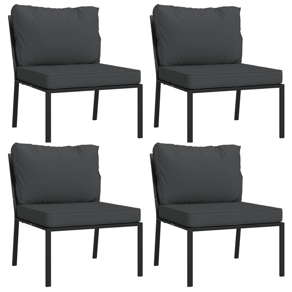 vidaXL 9-tlg. Garten-Lounge-Set mit Grauen Kissen Stahl