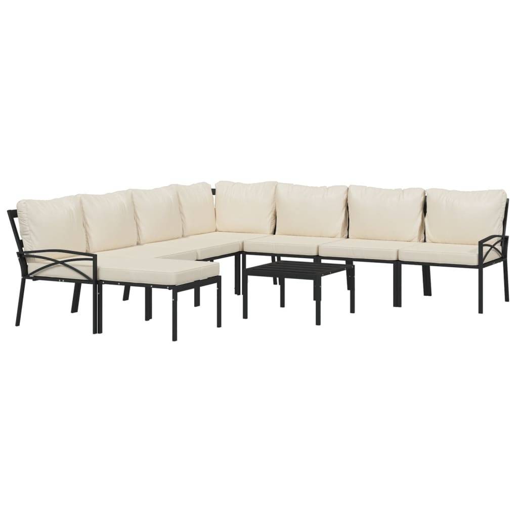vidaXL 9-tlg. Garten-Lounge-Set mit Sandfarbigen Kissen Stahl