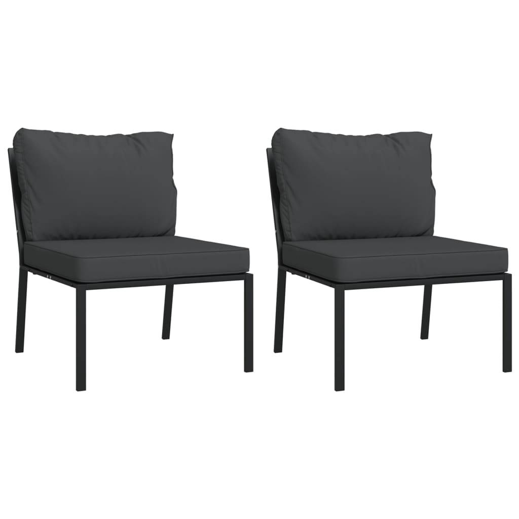 vidaXL 5-tlg. Garten-Lounge-Set mit Grauen Kissen Stahl