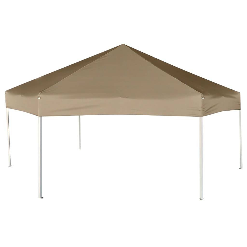 vidaXL Faltpavillon mit Seitenwänden Sechseckig 3,6x3,1m Taupe 220g/m²