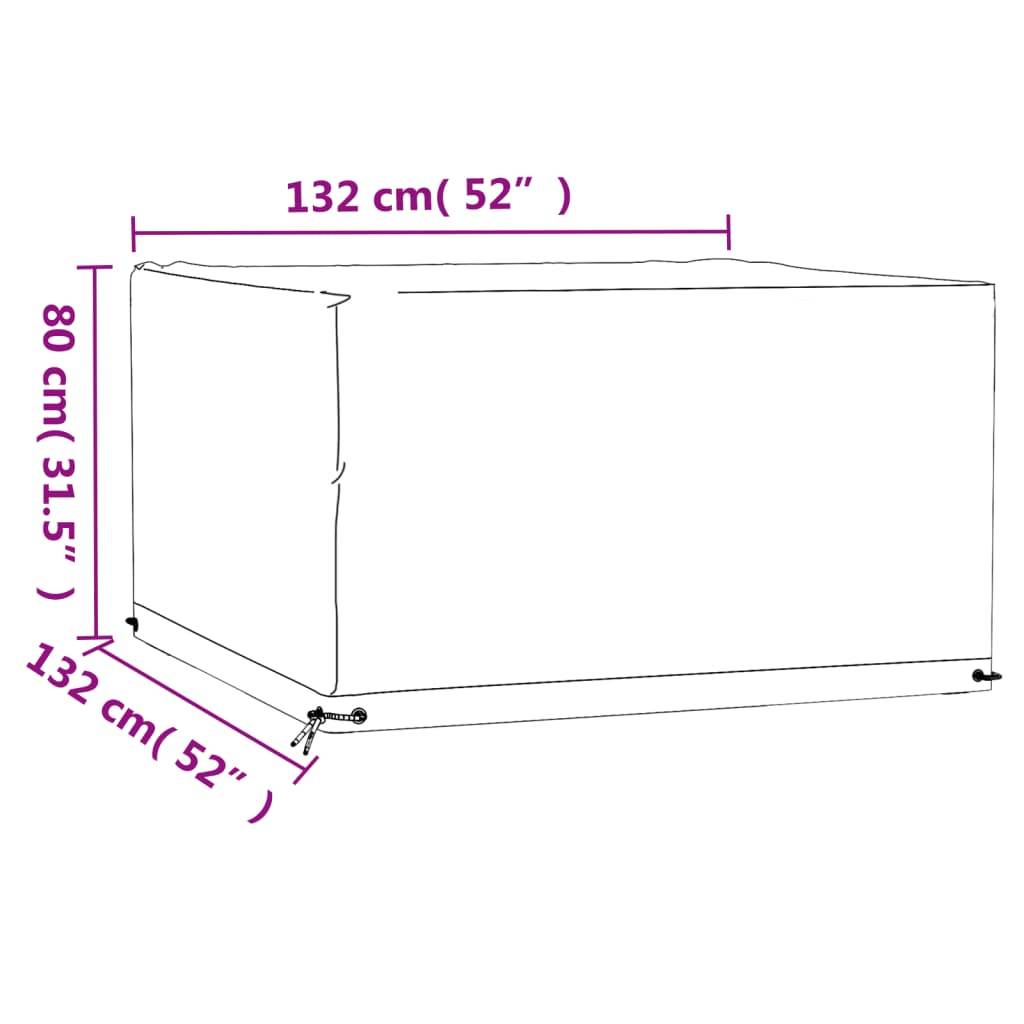 vidaXL Gartenmöbel-Abdeckung 8 Ösen 132x132x80 cm Quadratisch
