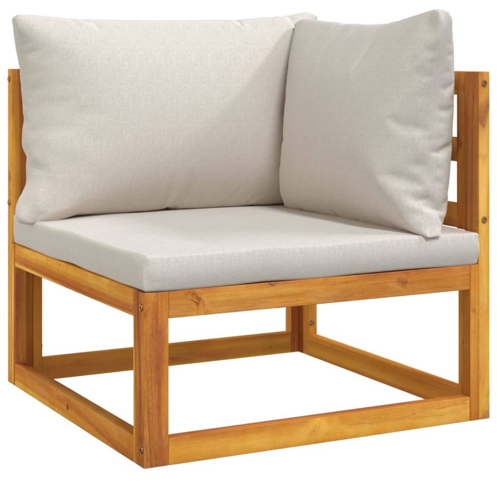 vidaXL 5-tlg. Garten-Lounge-Set mit Hellgrauen Kissen Massivholz