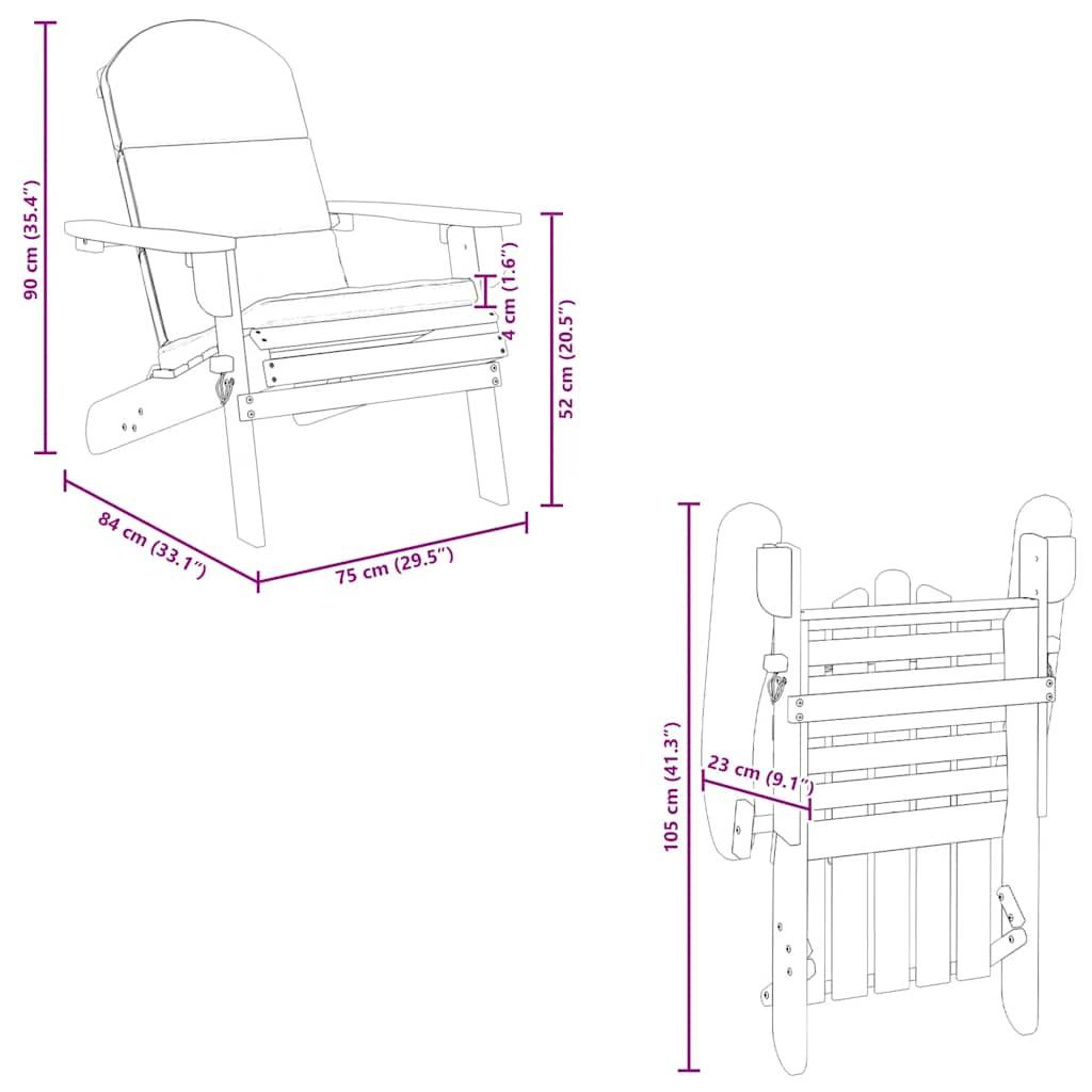 vidaXL Adirondack-Gartenstuhl mit Kissen Massivholz Akazie