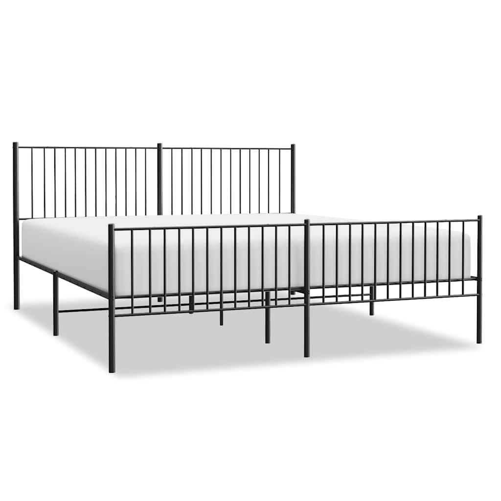 vidaXL Bettgestell mit Kopf- und Fußteil Metall Schwarz 193x203 cm