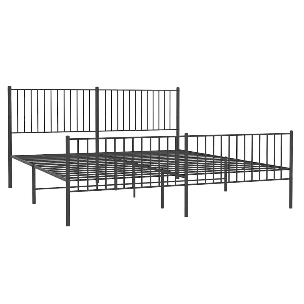 vidaXL Bettgestell mit Kopf- und Fußteil Metall Schwarz 193x203 cm