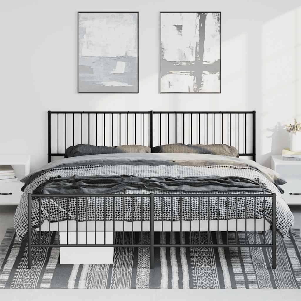 vidaXL Bettgestell mit Kopf- und Fußteil Metall Schwarz 193x203 cm
