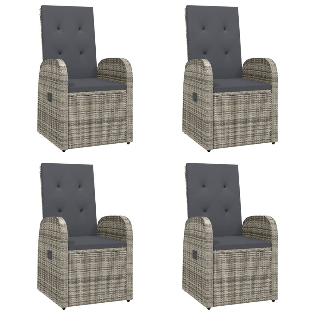 vidaXL 5-tlg. Garten-Essgruppe mit Kissen Grau Poly Rattan