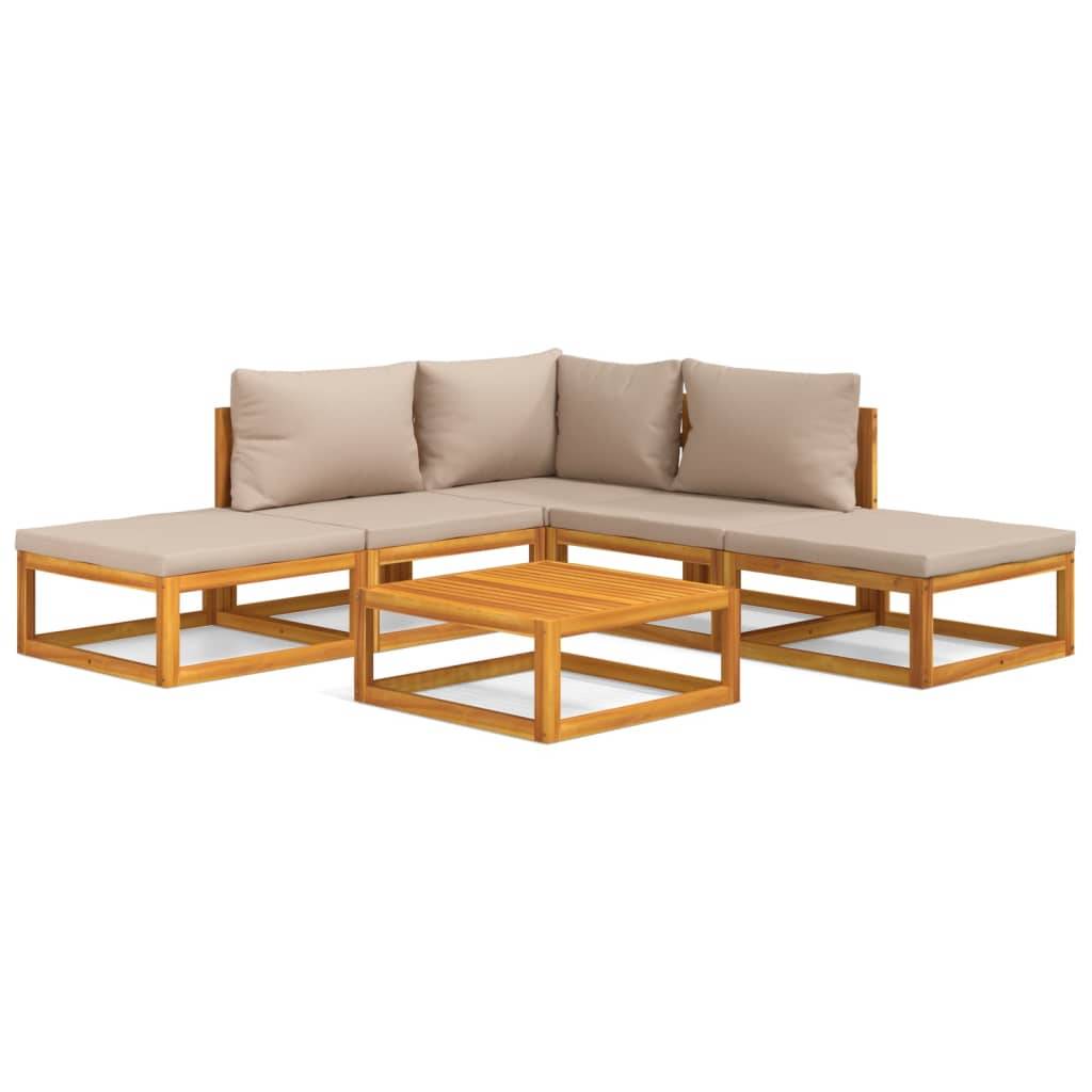 vidaXL 6-tlg. Garten-Lounge-Set mit Taupe Kissen Massivholz