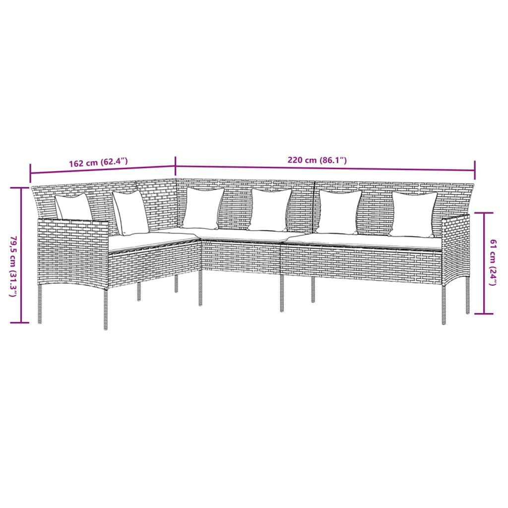 vidaXL 2-tlg. Garten-Essgruppe mit Kissen Schwarz Poly Rattan