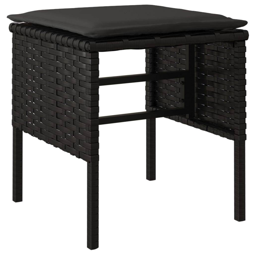 vidaXL Gartenhocker mit Kissen 4 Stk. Schwarz Poly Rattan
