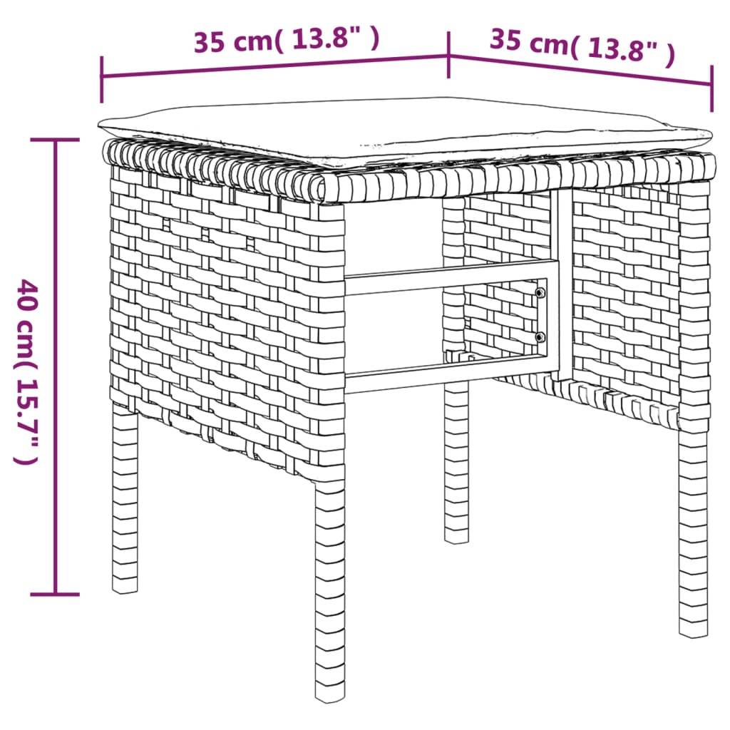 vidaXL Gartenhocker mit Kissen 4 Stk. Schwarz Poly Rattan