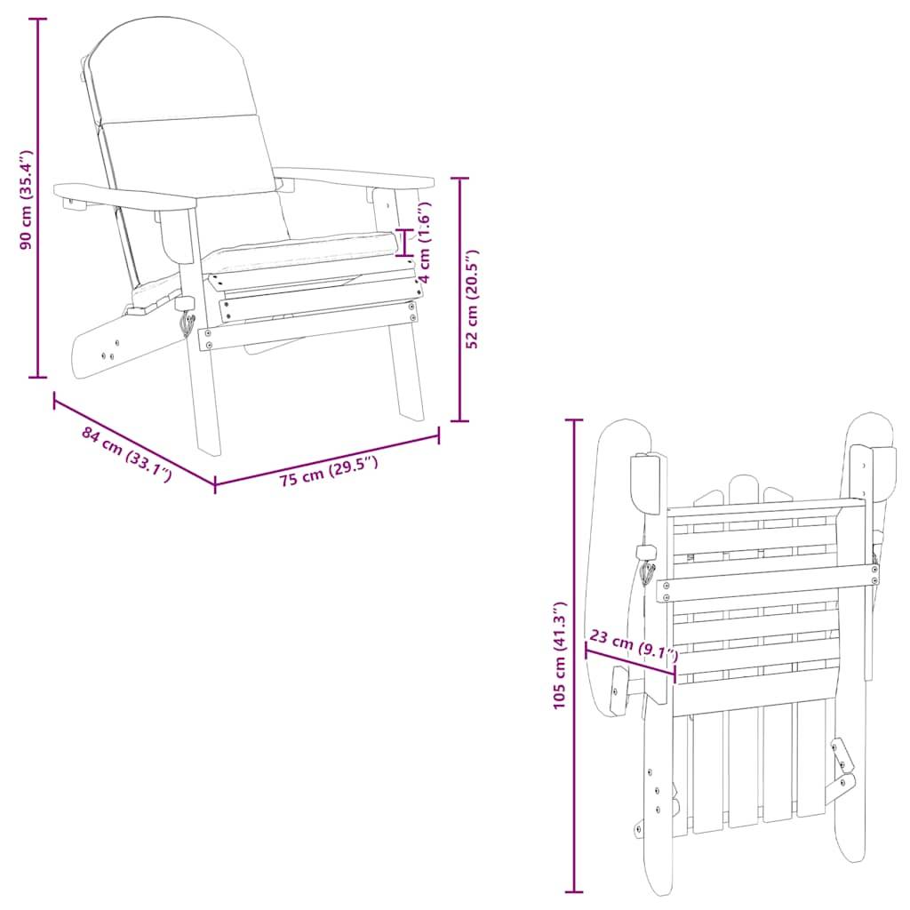 vidaXL Adirondack-Gartenstuhl mit Kissen Massivholz Akazie