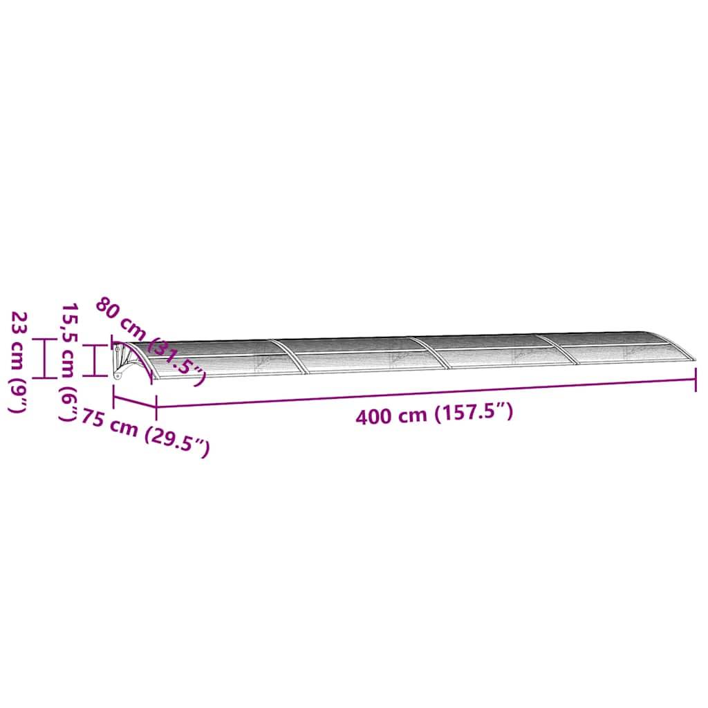 vidaXL Türvordach Schwarz 400x75 cm Polycarbonat