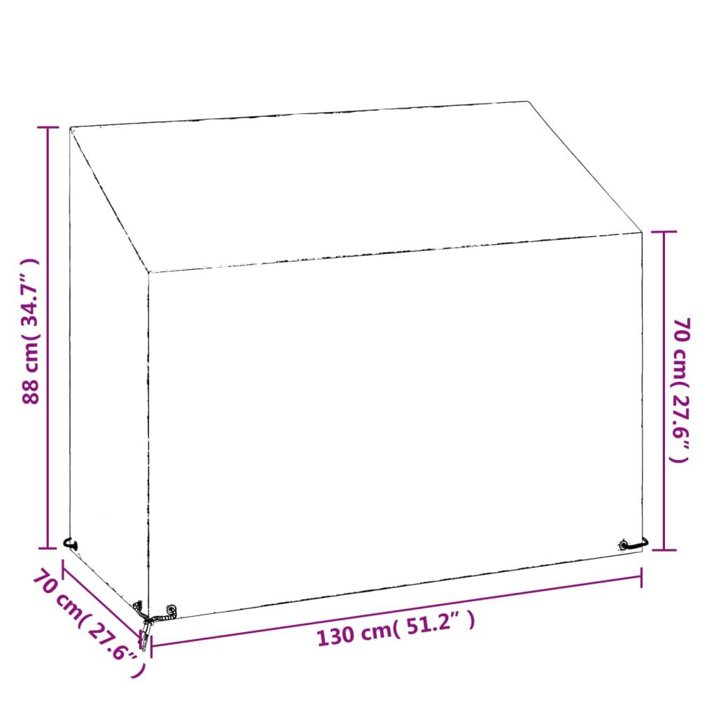 vidaXL Abdeckung für Gartenbank 8 Ösen 130x70x70/88 cm Polyethylen