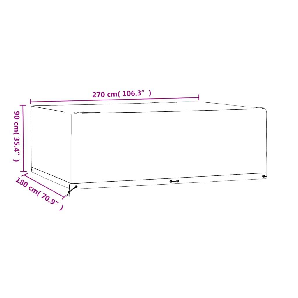 vidaXL Gartenmöbel-Abdeckung 12 Ösen 270x180x90 cm Rechteckig