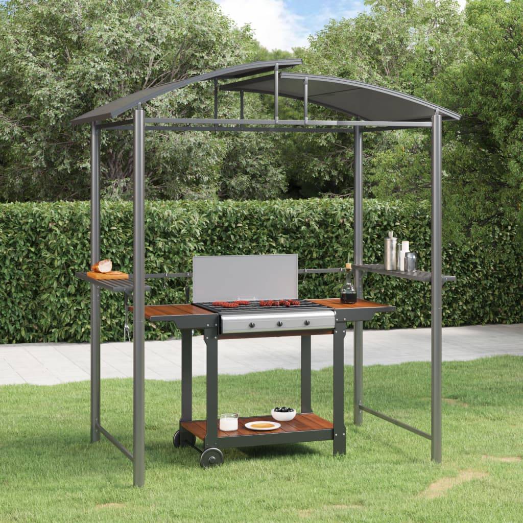 vidaXL Grillpavillon mit Seitenregalen Anthrazit 210x114x230 cm Stahl