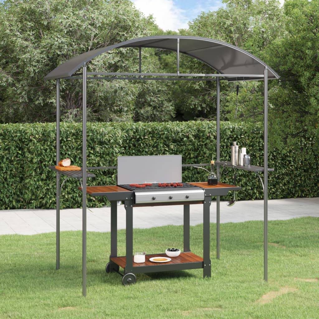 vidaXL Grillpavillon mit Seitenregalen Anthrazit 220x115x230 cm Stahl