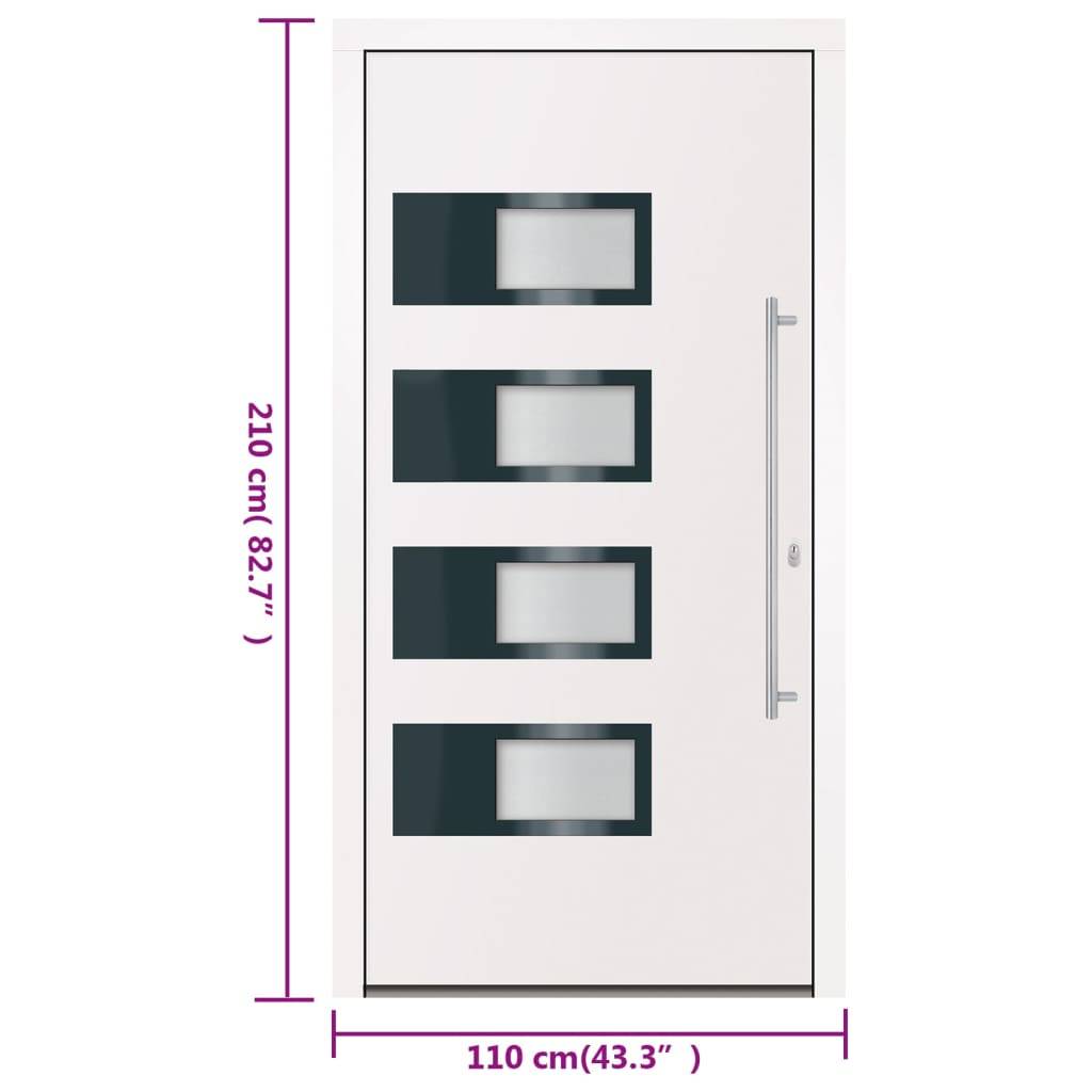 vidaXL Haustür Weiß 110x210 cm Aluminium und PVC
