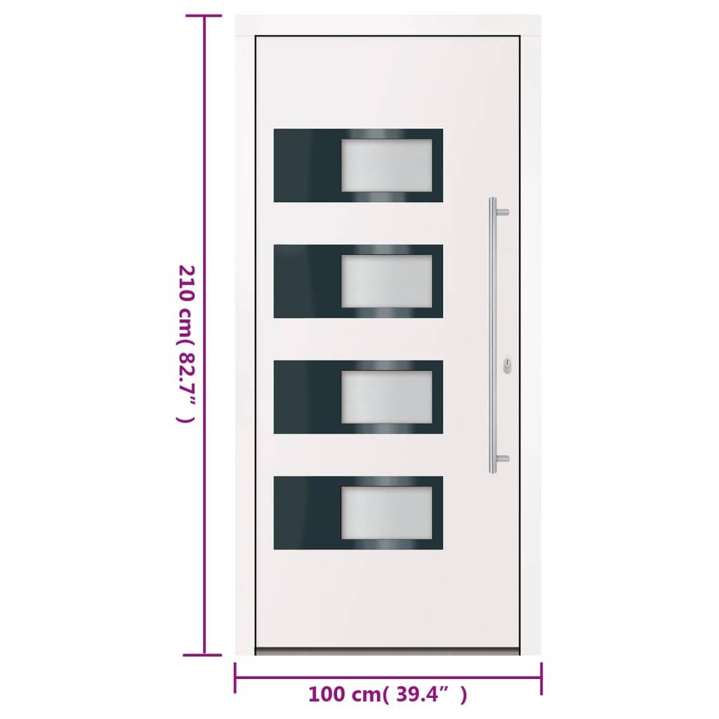 vidaXL Haustür Weiß 100x210 cm Aluminium und PVC